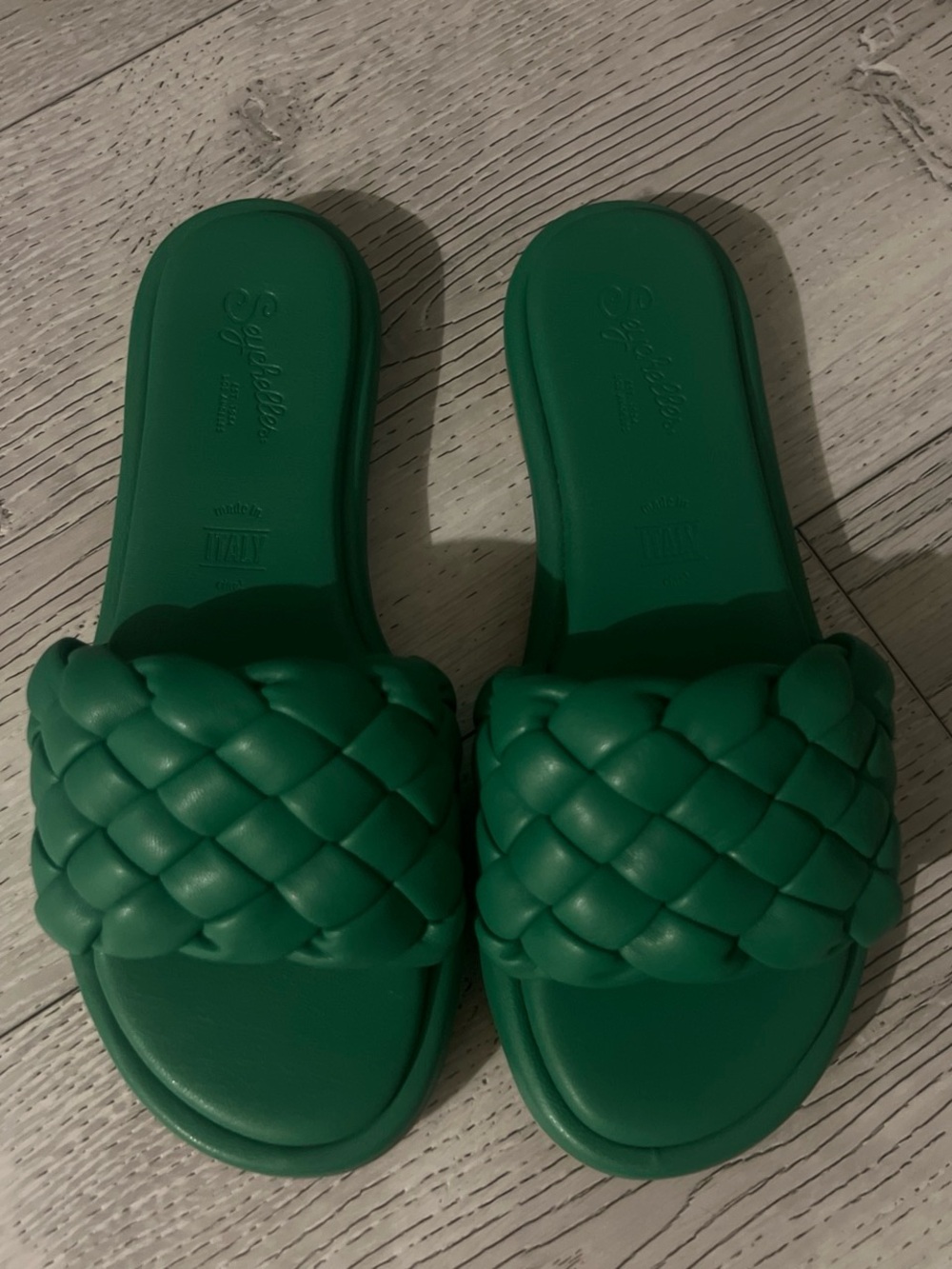 Green Braided Slide Sandals - Women